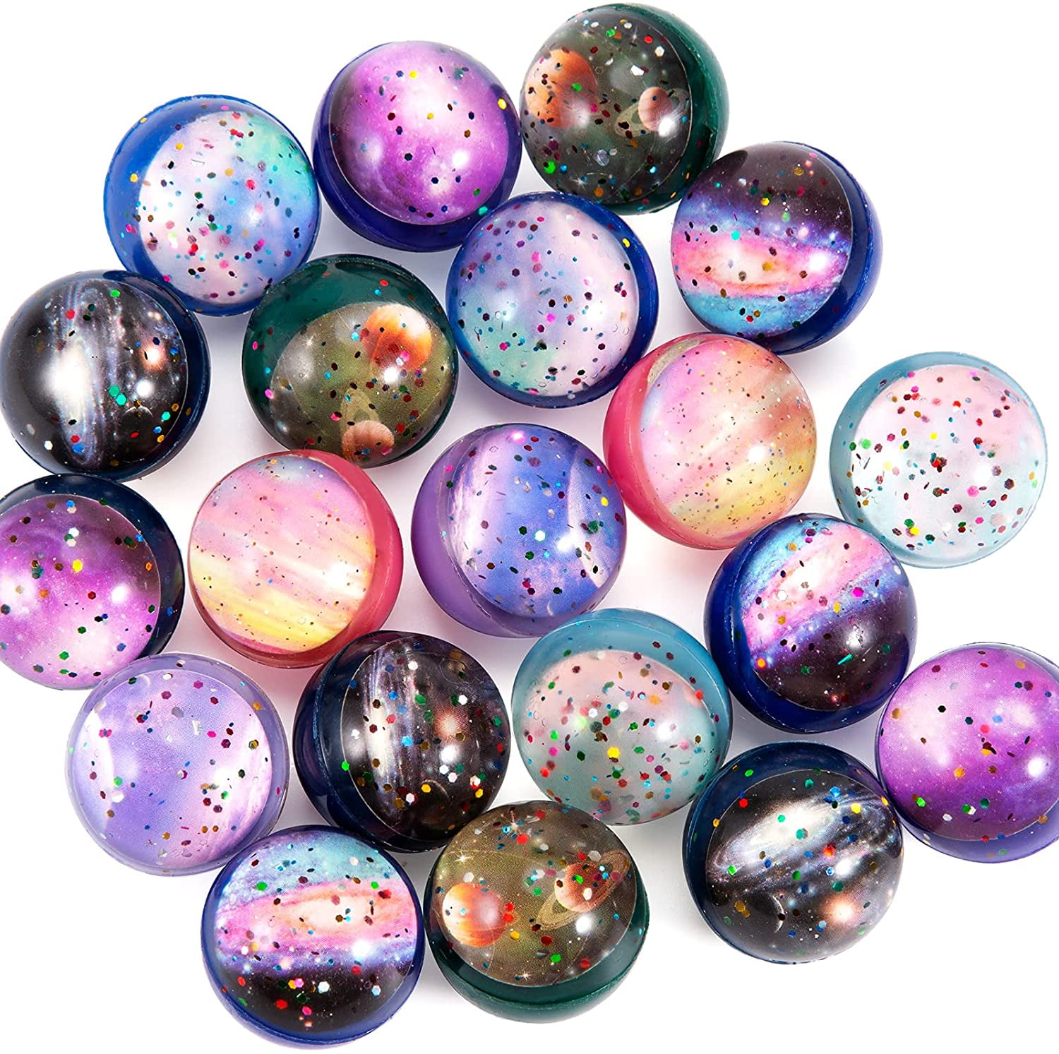 Pllieay 20PCS Bouncy Balls, 32mm Space Theme Bouncy Balls for Kids ...