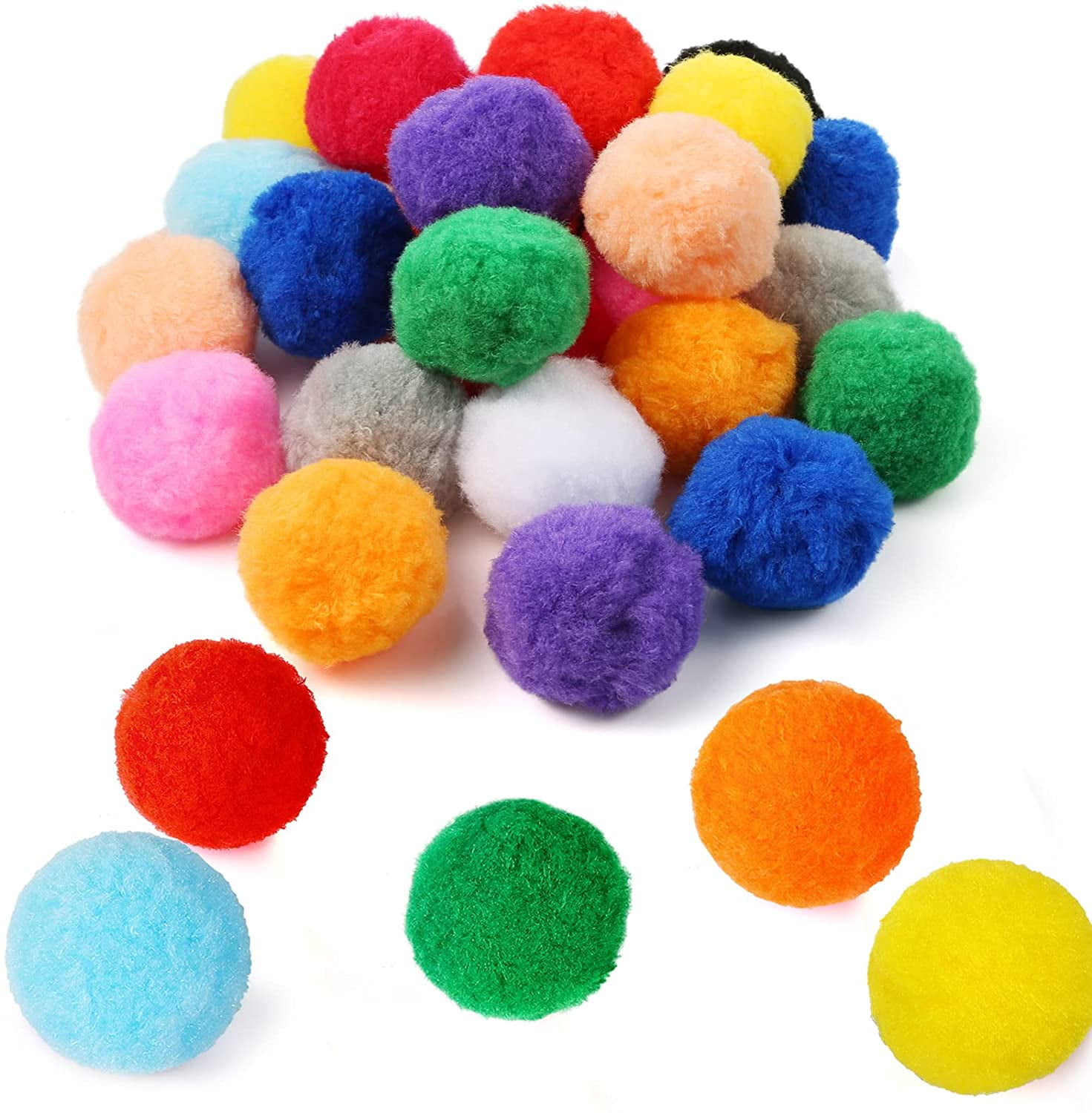 100Pcs Pom Poms 1 Inch Pom Poms Arts and Crafts Assorted Pompoms for Crafts  DIY Pom Pom Balls Colored Cotton Puff Balls for Xmas Valentine Day