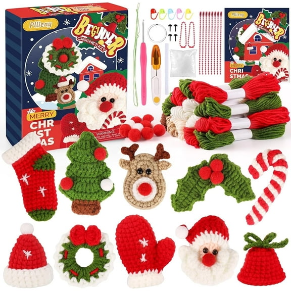 Pllieay Beginner Crochet Kit for Christmas,Crochet Starter Kit for Adults with Video Tutorials