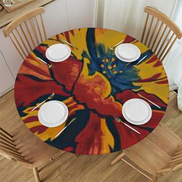 Plloopoed Leaves Follower Circular Elasticized Tablecloth Printing