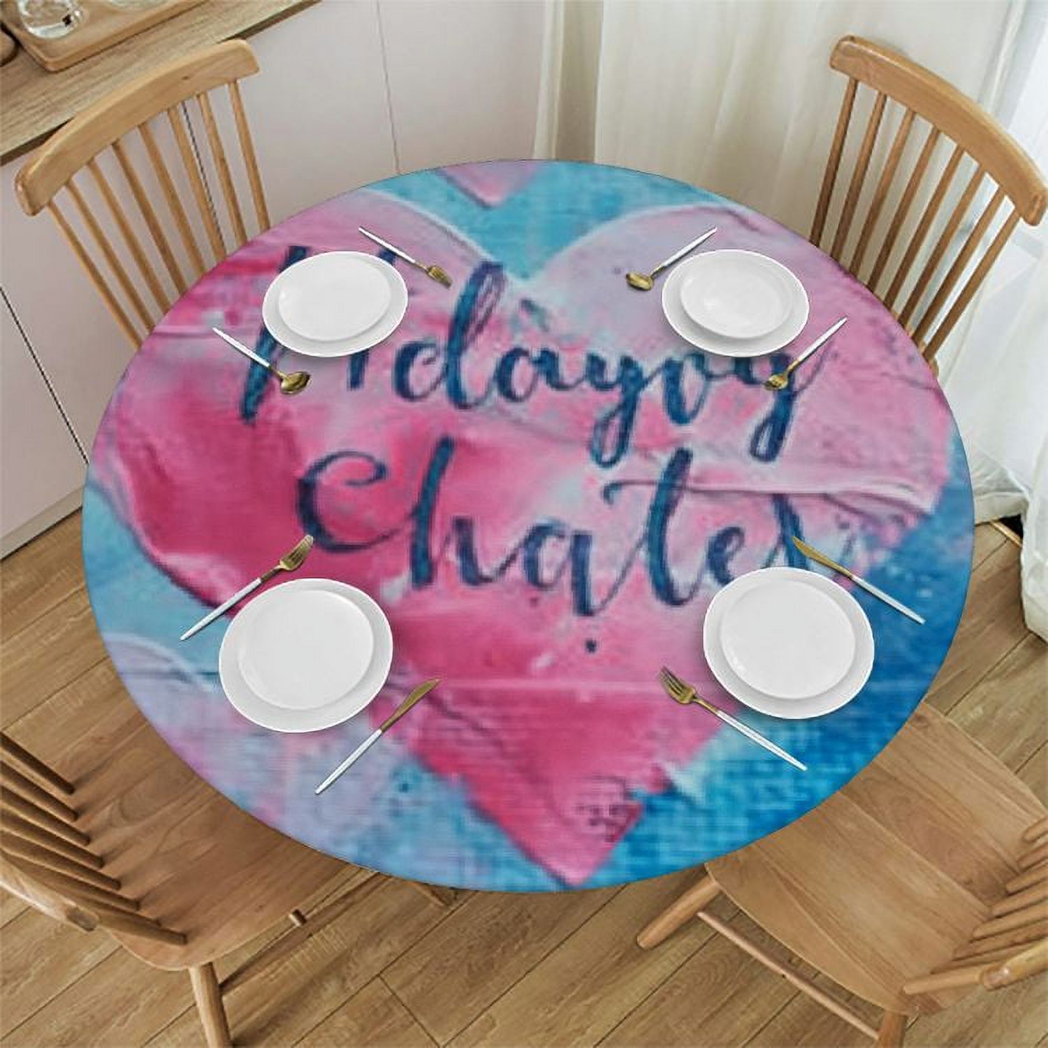 Plloopoed Valentine's Day Round, Decorative Love Table Cloth Dining