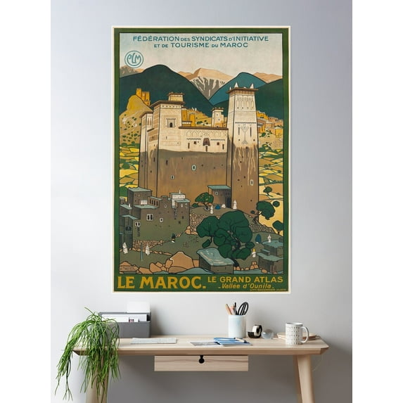 Plm Le Maroc Vintage Travel Poster Poster Wall Art, Modern Wall Decor For Living Room Bedroom, 24x36 UNFRAMED