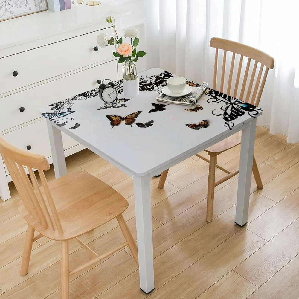 Plo0ole Butterfly Tablecloth, Monarch Butterflies Vintage Damask
