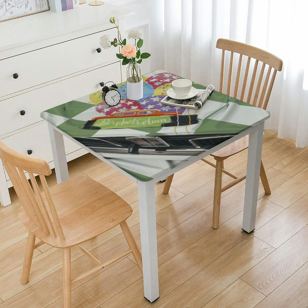 Christmas Tablecloth Pattern Round Fitted Tablecloth with Elastic Edge