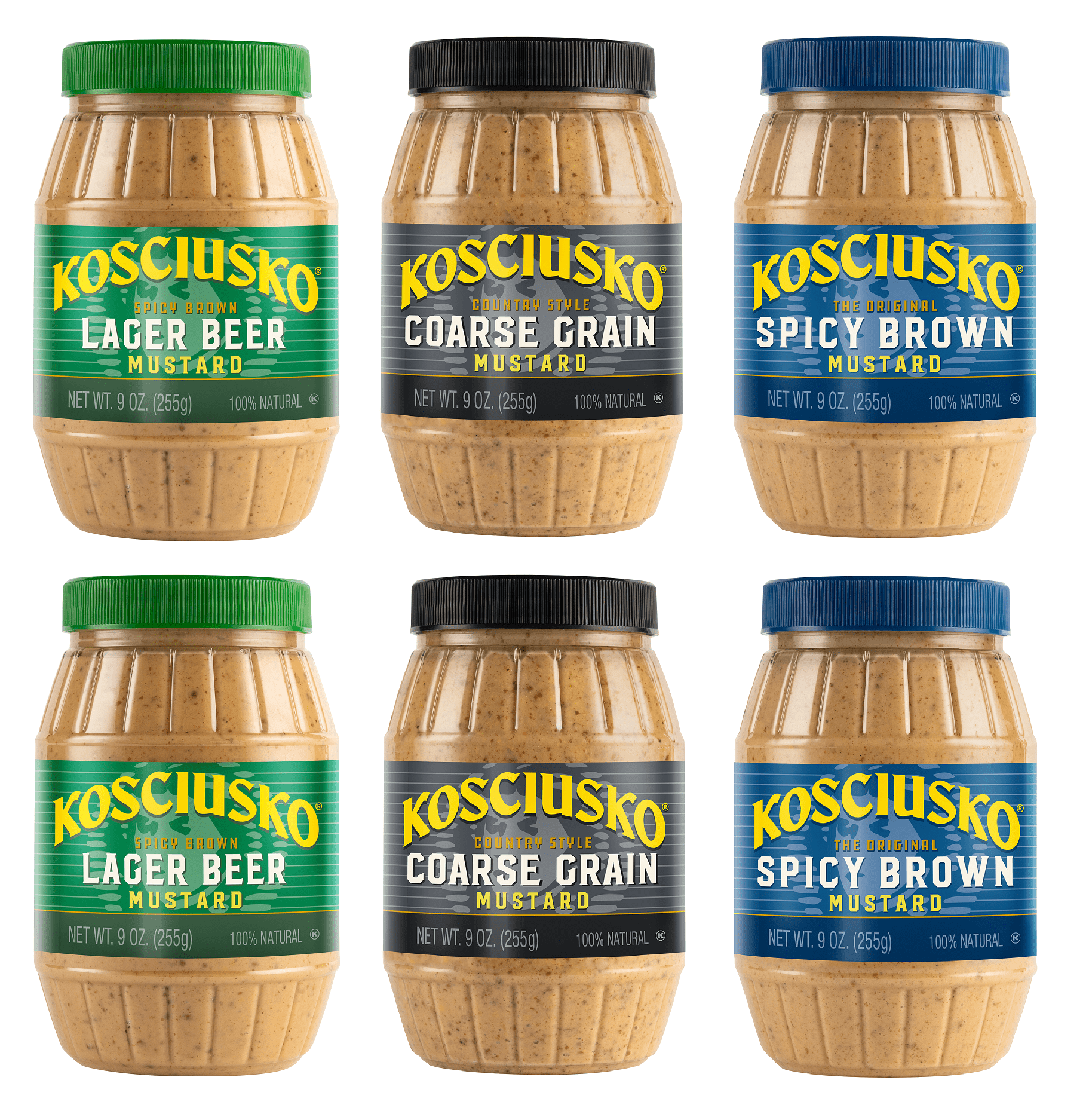 Plochman's Kosciusko Premium Mustard Three Flavor Variety Pack, 9