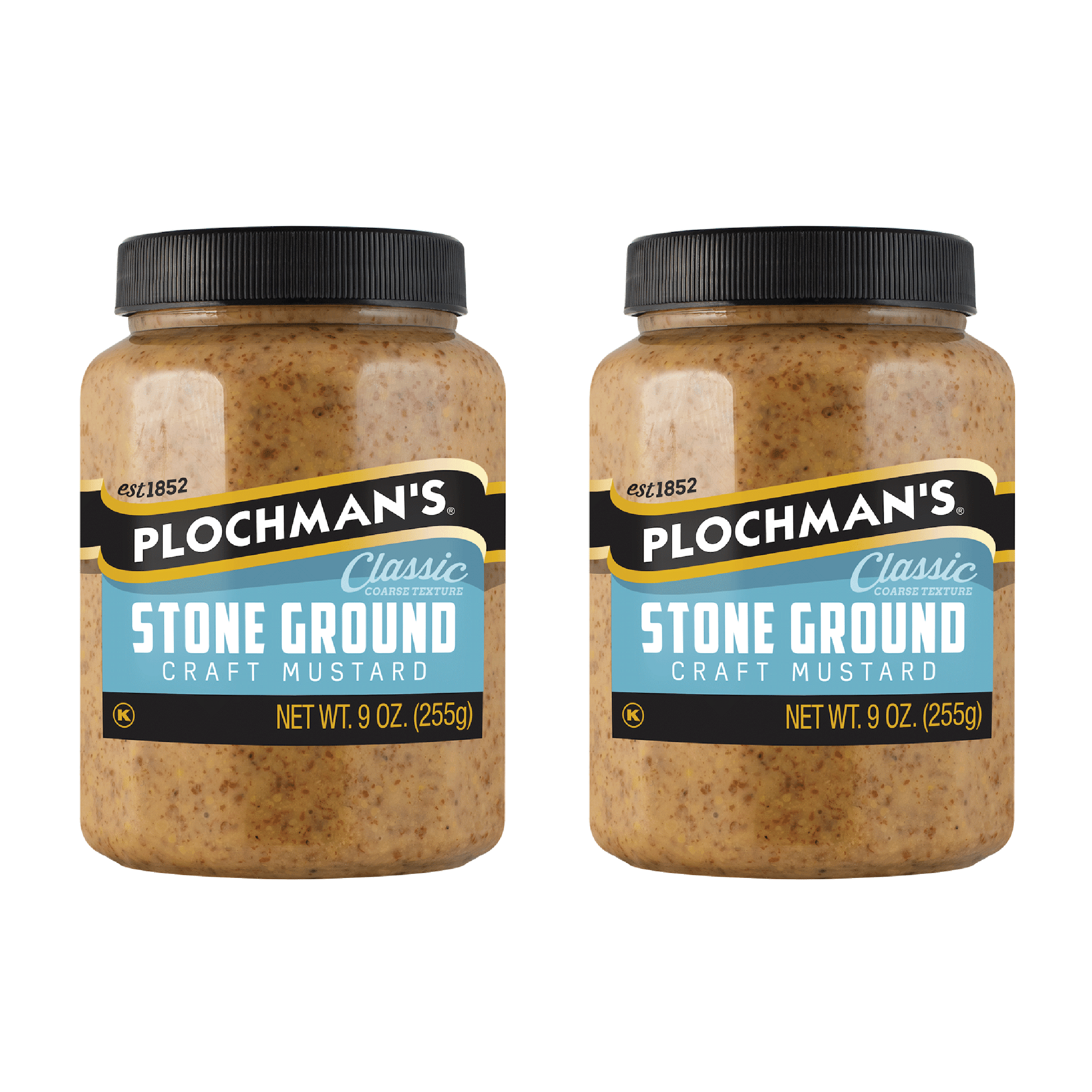 Plochman's Natural Stone Ground Craft Mustard, Classic Coarse Texture, 9 Ounce Jar, 2Pack