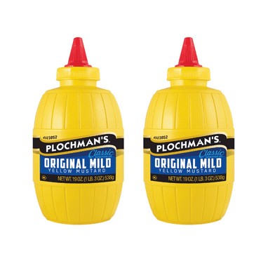 Plochman's Original Mild Classic Yellow Mustard, Classic Signature Zip, 19 Ounce Bottle, 2-Pack