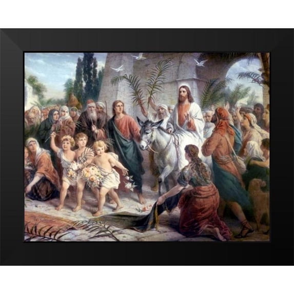 Plockhorst, Bernhard 24x19 Black Modern Framed Museum Art Print Titled - Christs Entrance into Jerusalem