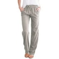 thumbnail image 1 of Ploknplq Baggy Jeans Scrub Pants for Women Solid Straight Solid Elastic Pants Long Drawstring Linen Waist Cotton Casual Pants Wide Leg Pants Woman Womens Pants Palazzo Pants for Women Silver S, 1 of 4