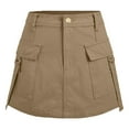 thumbnail image 1 of Ploknplq Cargo Skirt for Women Solid Mini Length with Pocket Mini Skirt Beige XL, 1 of 3