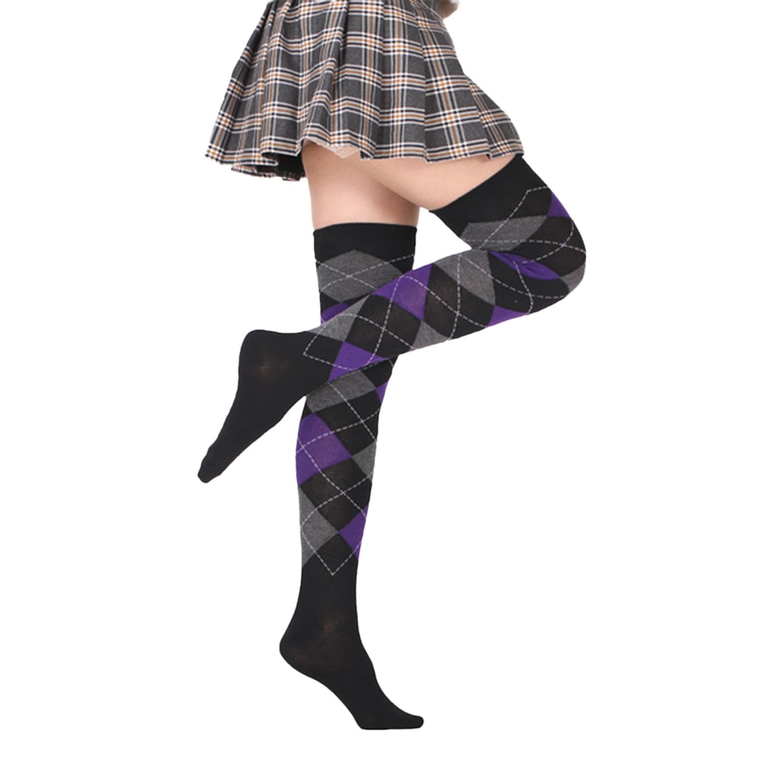 Ploknplq Compression Socks for Women Women Diamond Plaid High — free download