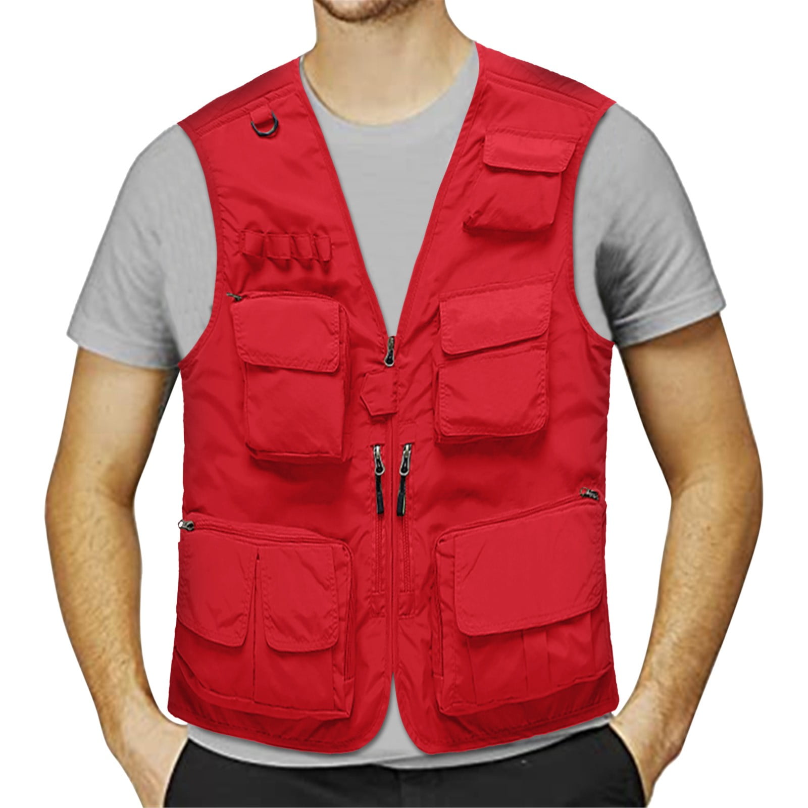 Ploknplq Fall Outfits Mens Vest Mens Jacket Field Pofessional Emergency  Field Fishing Multi Pocket Vest Jackets for Men Black M 