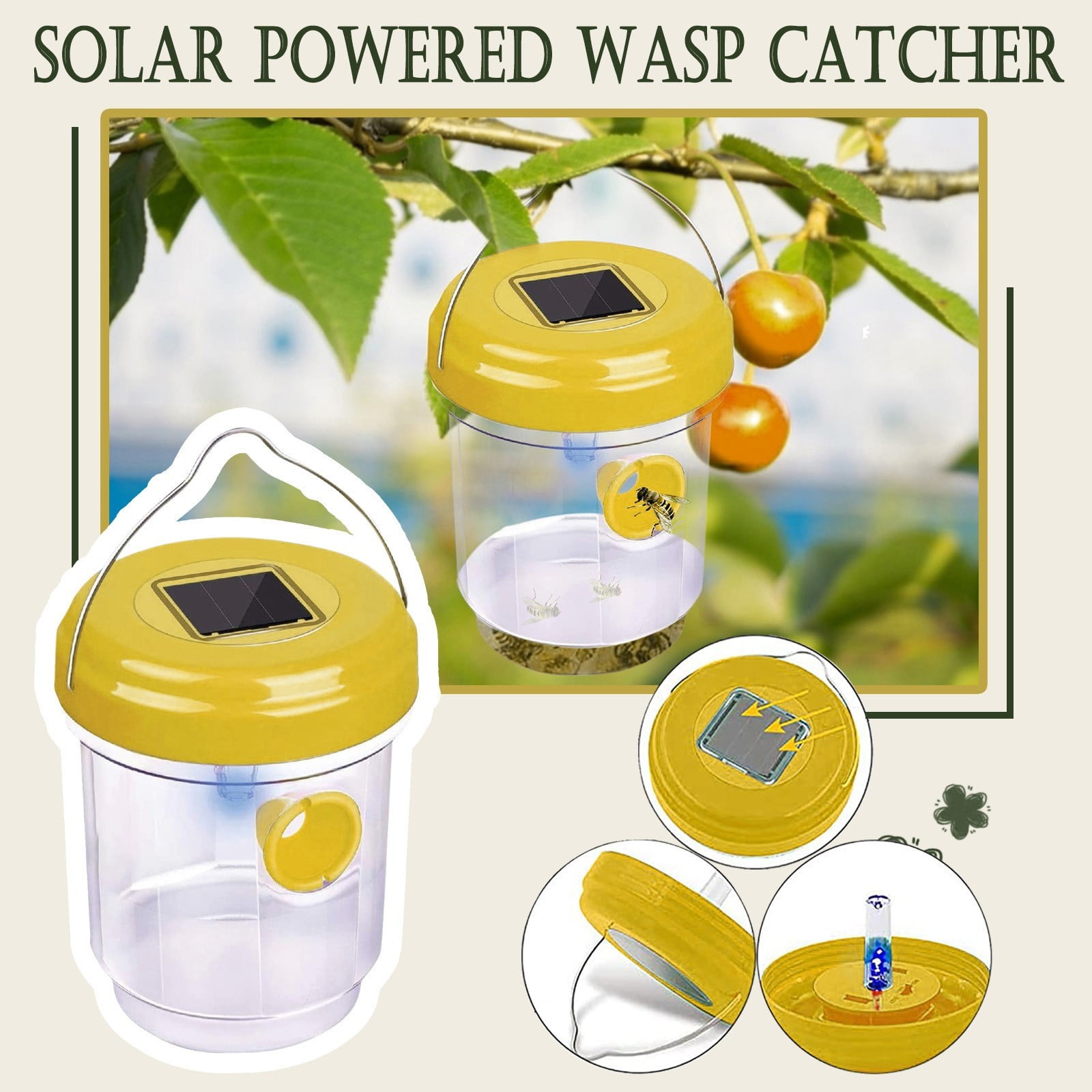 Ploknplq Fly Trap Safer Home Indoor Fly Trap Catcher Energy Solar Hanging Fly Outdoor Trap Bee Catcher Fruit Fly Traps for Indoors B, Size: 2XL