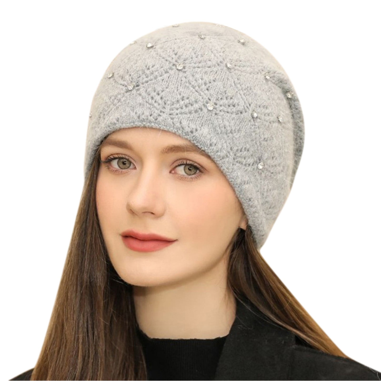 Ploknplq Hats Beanie Women Elegant Trendy Warm Chunky Soft Stretch
