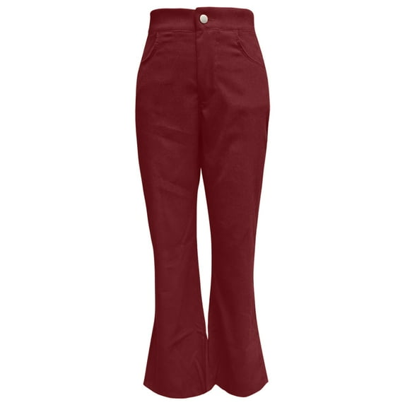 Ploknplq High Waisted Jeans for Women Trousers Pants for Women Solid Color Corduroy Temperament Trousers Micro Lapels High Waist Casual Pants Joggers for Women Womens Pants Sweatpants Women Wine 3XL