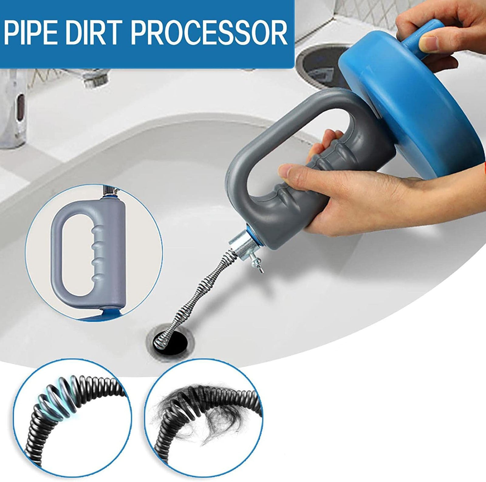 Ploknplq Home Essentials Tools Toilet Unclogging Handcranked Pipe Dredge Pipe Sink Hair Remover