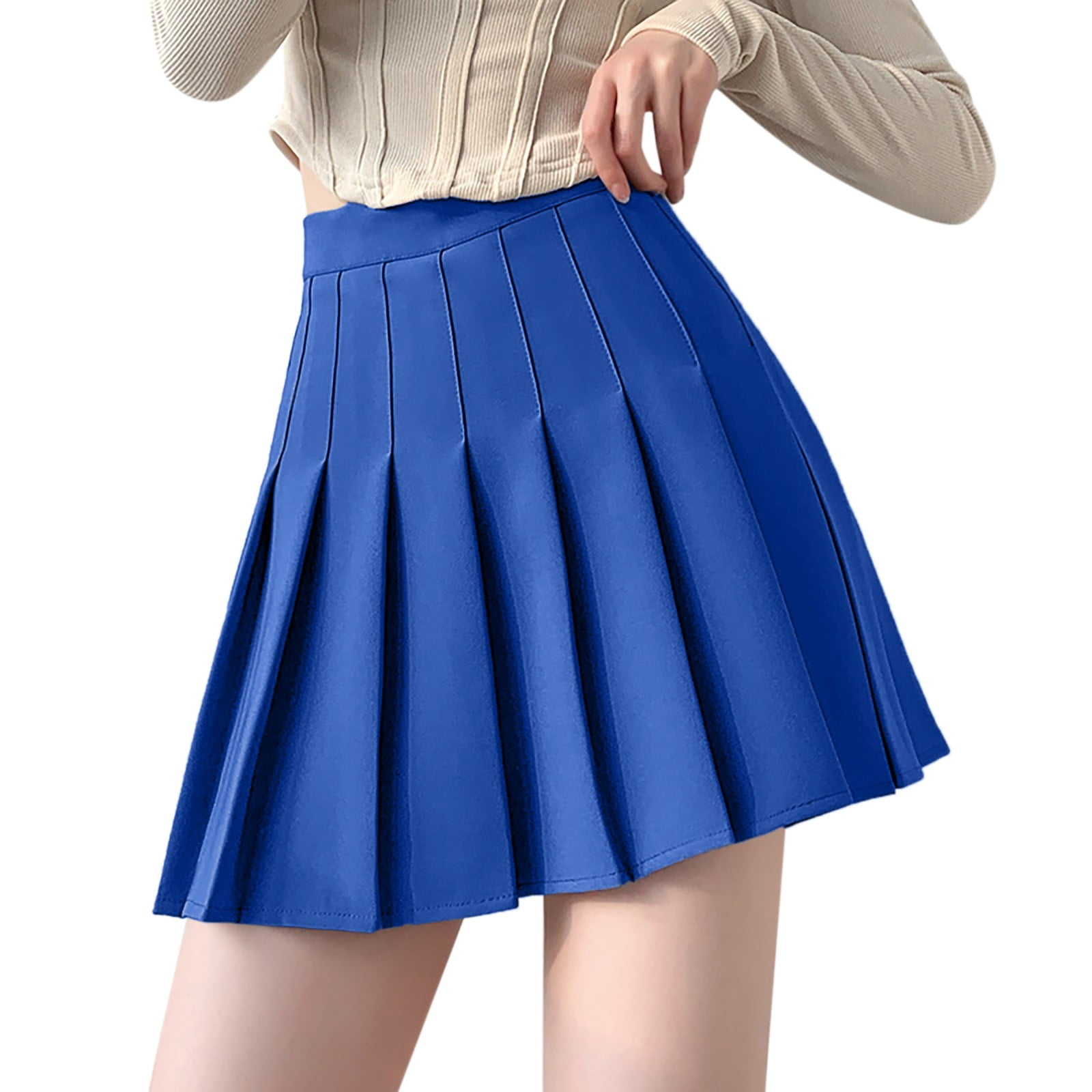 Ploknplq Knife Pleat Skirt for Women Solid Mini Length Pleated Skirts for Women Mini Skirt Navy XL Walmart Business Supplies