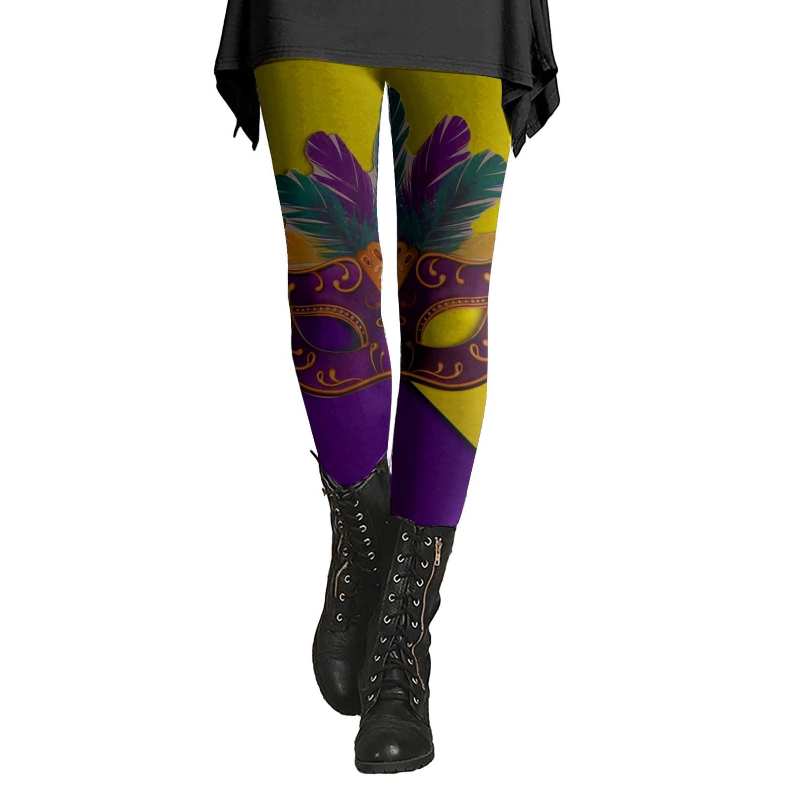 Ploknplq Mardi Gras Outfit for Women's Leggings Women Mardi G R As ...