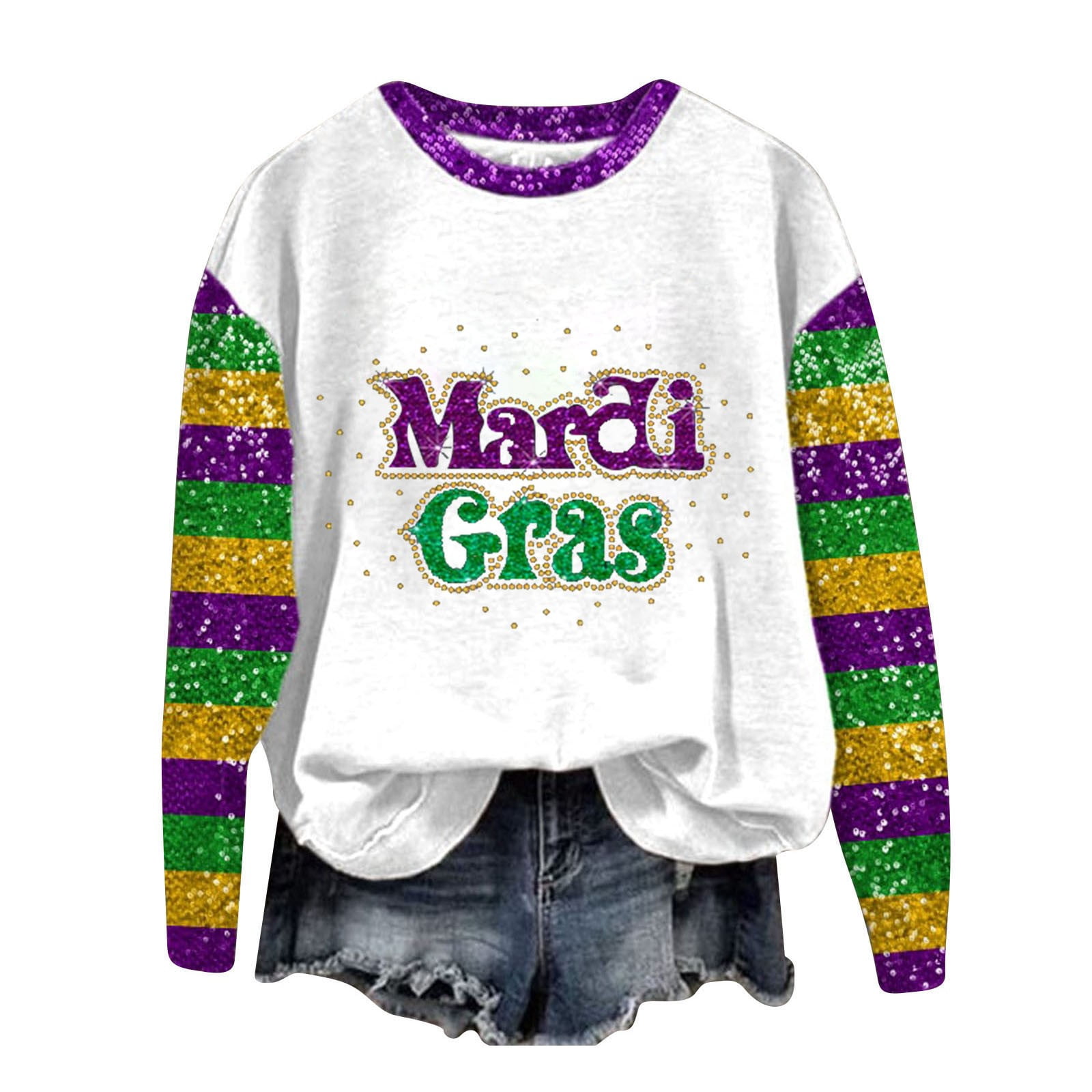 Ploknplq Mardi Gras Tee Shirts for Women,purple Mardi Gras Shirts for ...