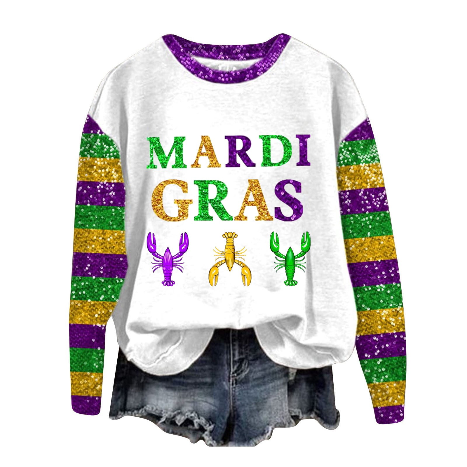Ploknplq Mardi Gras Tee Shirts for Women,purple Mardi Gras Shirts for ...