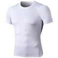 thumbnail image 1 of Ploknplq Men's Compression Shirt Fitness Sports Short Sleeve T-shirt Tight Quick-drying Top White S, 1 of 3