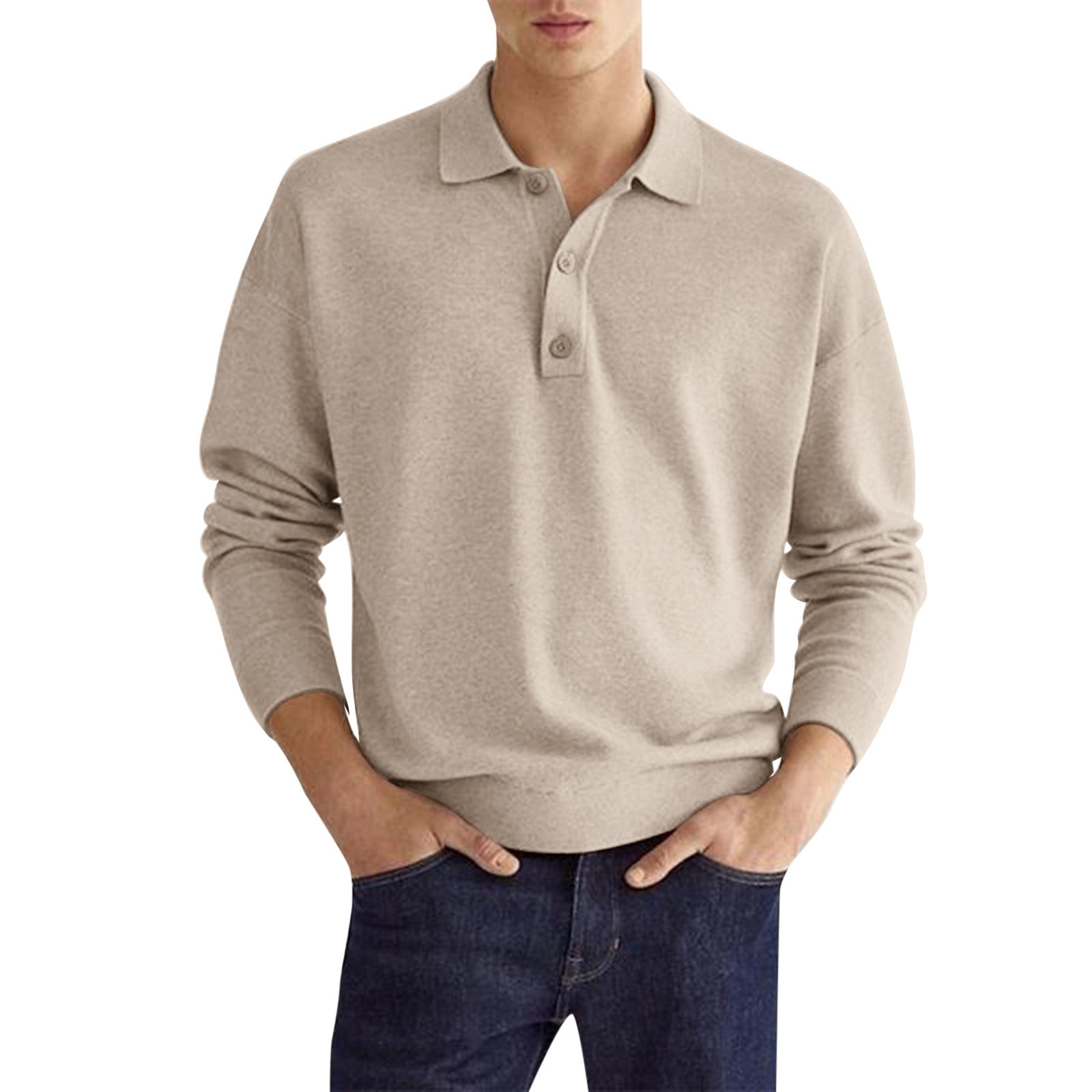 Ploknplq Men's Leisure Polo Shirt Solid Relaxed Fit Hip