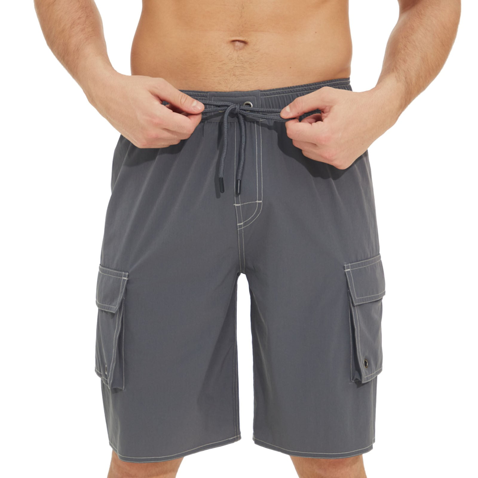 Ploknplq Mens Bathing Suit Swimsuit Solid Color Suit Waist Adjustable Draw Rope Four Corners