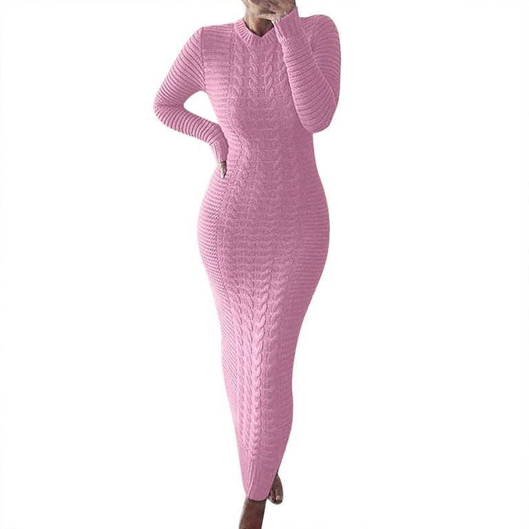Round Neck Long Sleeve Slim Fit Bodycone Dress Round Neck Long Sleeve Slim Fit Bodycone Dress