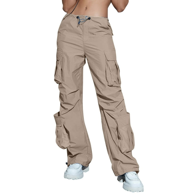 Women's Cargo Pants Casual Elastic Drawstring High Waist Baggy Jogger  Workout Pants with Pockets - Walmart.com