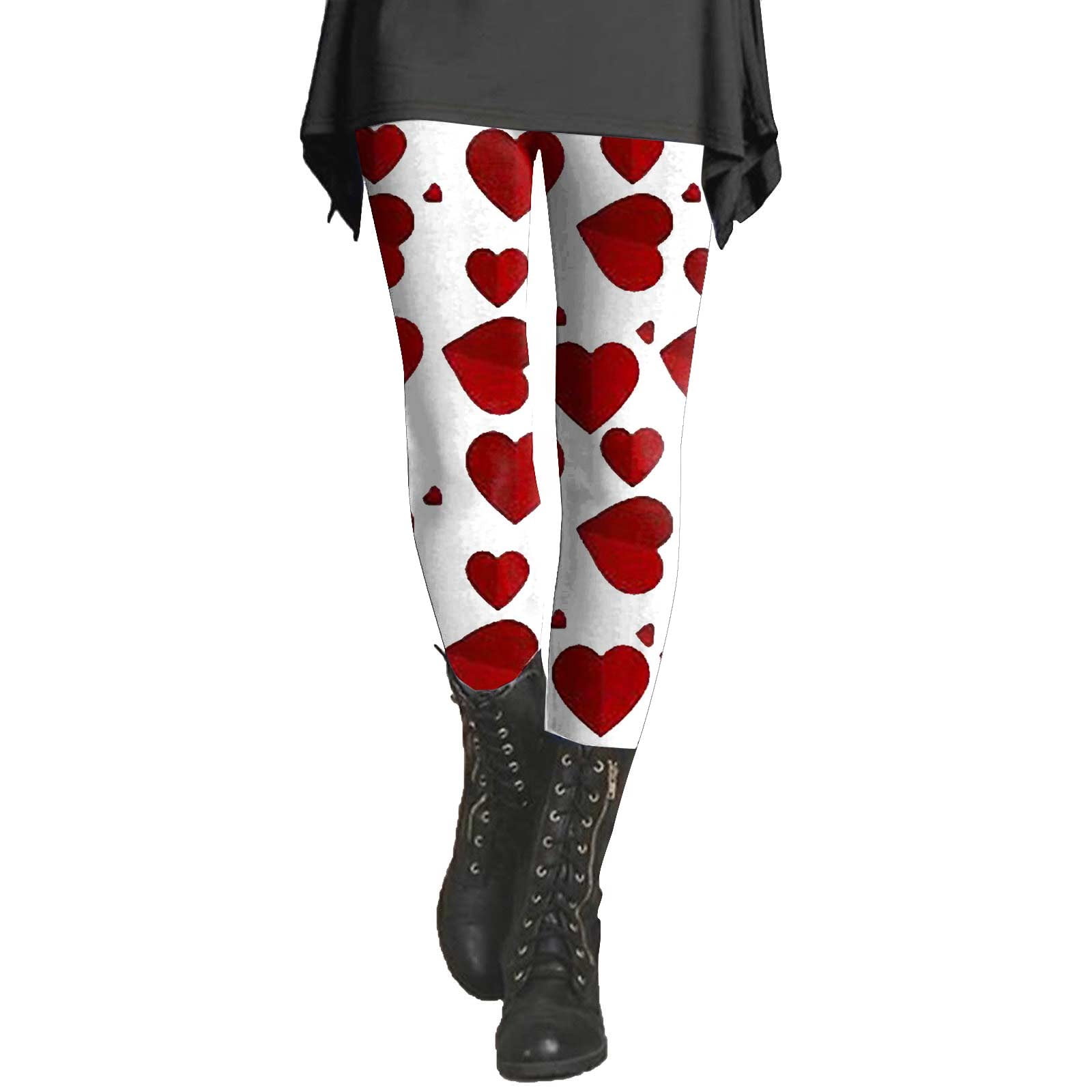 Ploknplq Women's Valentines Day Tights with Hearts Red Heart Sexy