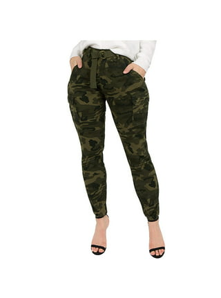 Girls Green Stretchy Camo Jeggings, Size 8