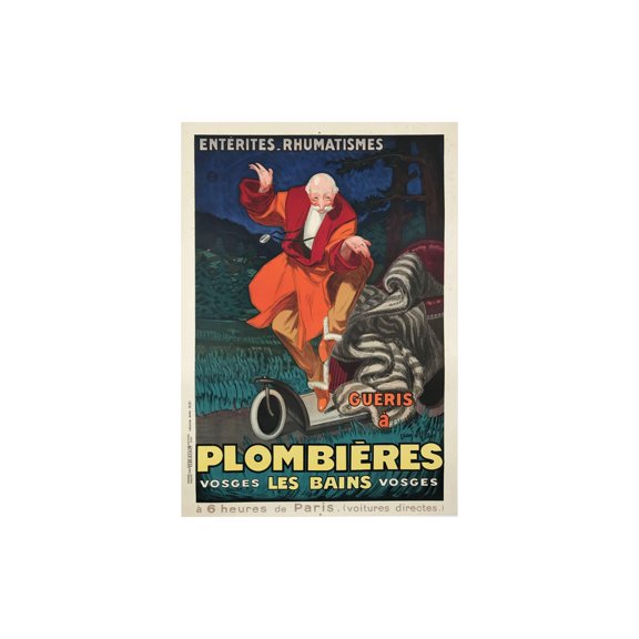 Plombieres Les Bains By Jean D'ylen Original 1931 Vintage French Stone Lithograph Poster Linen Backednot A Reproduction, Poster Only