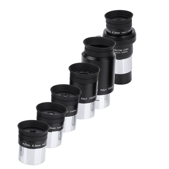 Professional Plossl Eyepiece Telescope Set with 2X Barlow Lens and 6