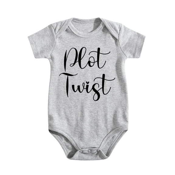 Plot Twist Baby Bodysuit - Funny Pregnancy Reveal Outfit - Coming Soon Infant Romper for Gender Neutral Gift Light Gray-style 6-9M
