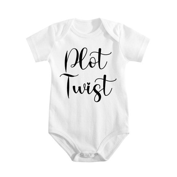 Plot Twist Baby Bodysuit - Funny Pregnancy Reveal Outfit - Coming Soon Infant Romper for Gender Neutral Gift White-style 3-6M