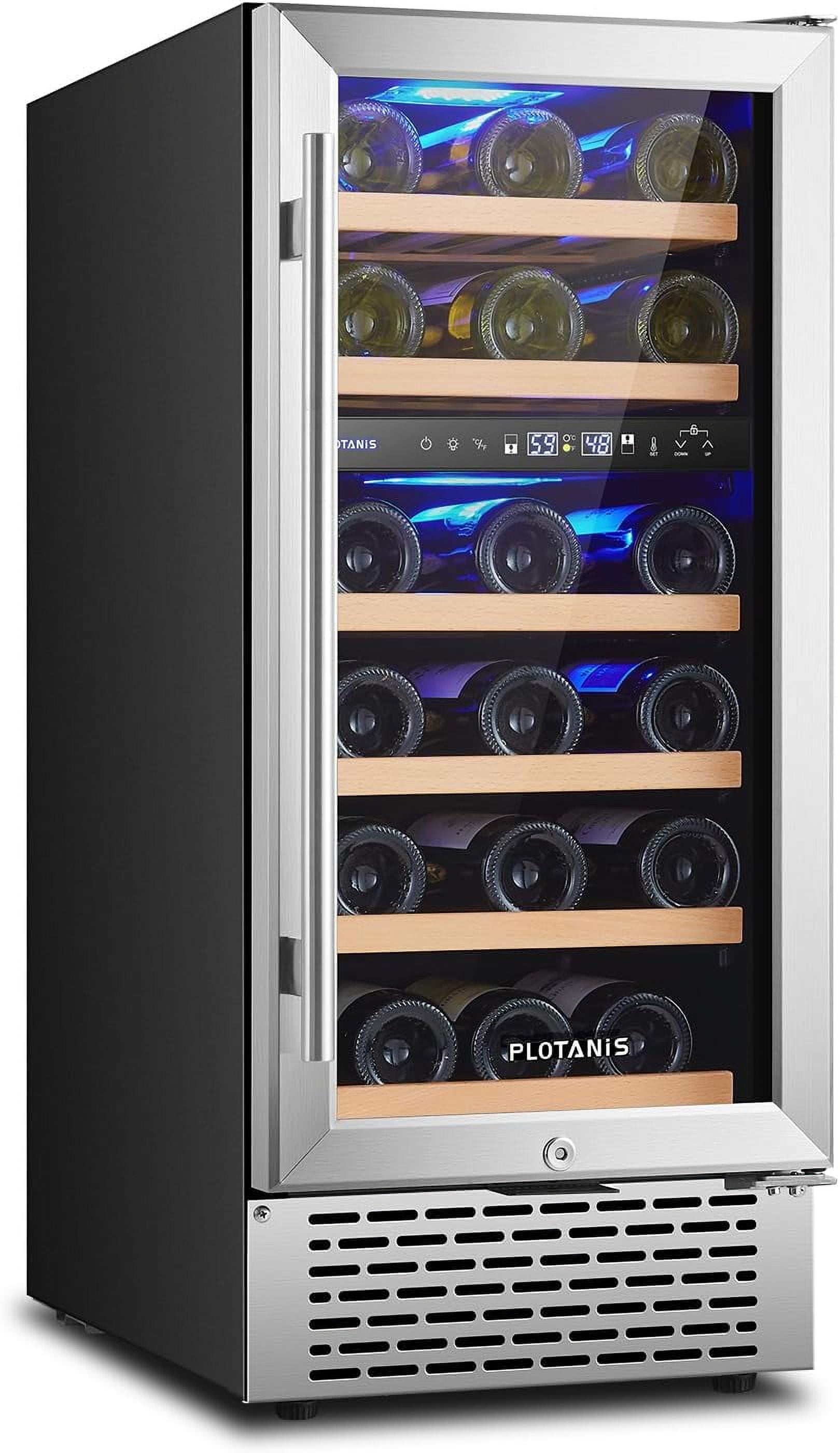 Plotanis 15 Inch Wine Fridge Dual Zone 28 Bottles Under Counter Built