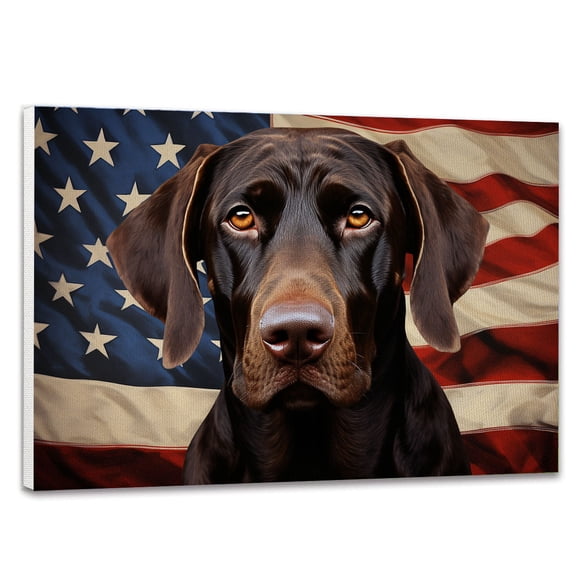 Plott Hound Dog American Flag Canvas Poster Wall Art Dog Pictures for Wall Decor Red White Blue Flag of USA Patriotic Painting Print for Living Room Bedroom Office