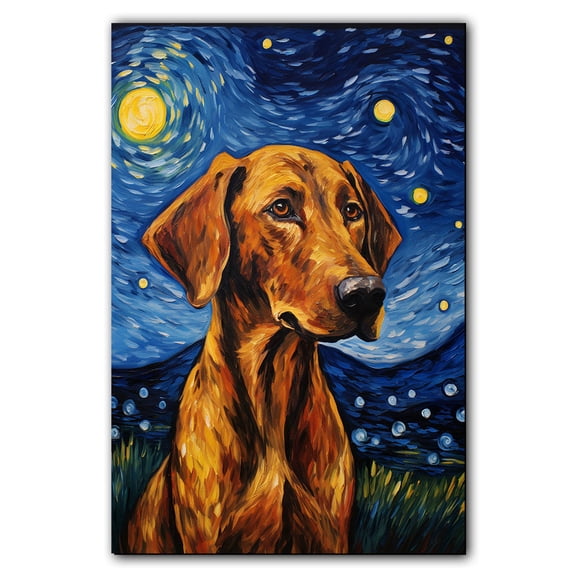 Plott Hound Dog Art Starry Night Paintings Van Gogh - Inspired Canvas - Contemporary Abstract Modern Dog Wall Décor - Dog Painting Canvas Canvas