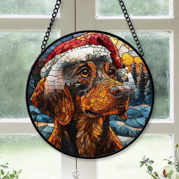 Plott Hound Dog Ornament Christmas 2025 - Plott Hound Dog Christmas Stained Glass SunCatcher for Window , Dog Christmas, Xmas Gifts, Christmas Keepsake