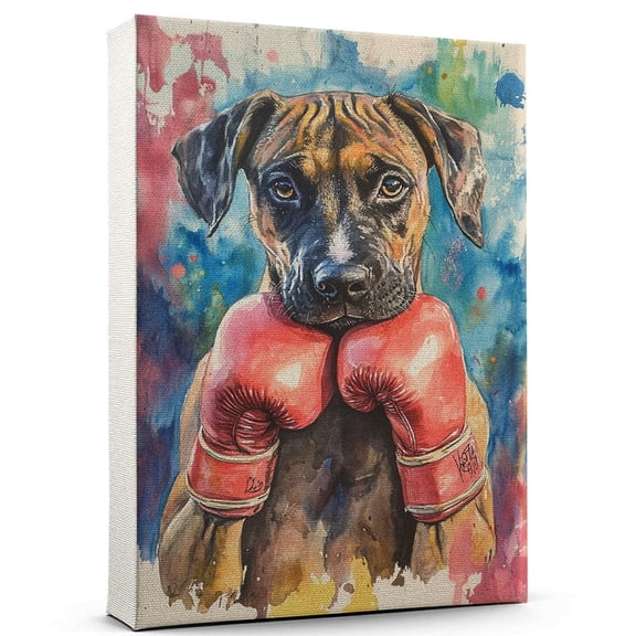 Plott Hound Dog Playing Boxing Wall Canvas Plott Hound Canvas Art for Dog Lovers, Boxing Canvas and Unique Room Decor