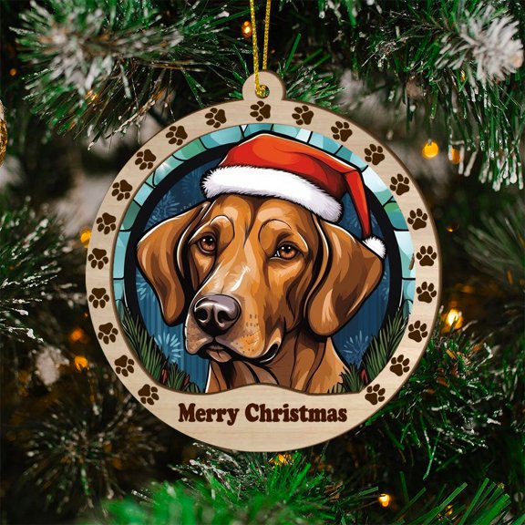 Plott Hound Xmas Dog Ornament, Plott Hound Dog Stained Glass Window Hanging Christmas Tree Decor, Plott Hound Dog Suncatcher Christmas