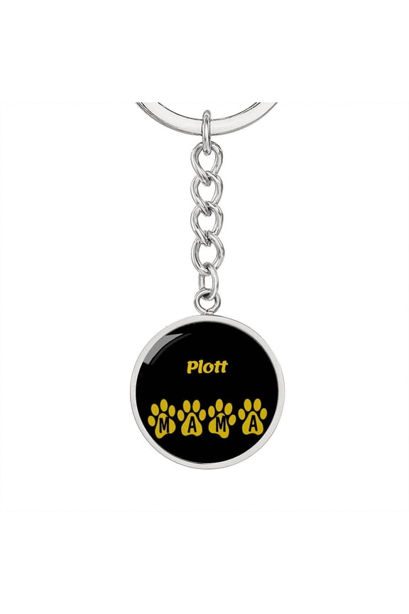 Plott Mama Circle Keychain Stainless Steel or 18k Gold Dog Mom Pendant