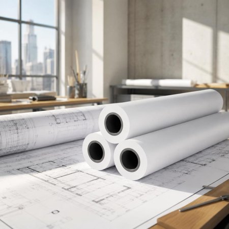 Plotter Paper, 36 in x 150 ft, 2 in Core, 4 Rolls, Cad Bond Paper, Wide Format, For Cad Drawings