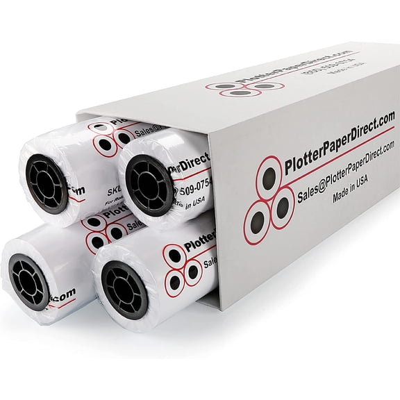 Plotter Paper Direct (20lb, Uncoated | 4 Rolls, 2" Core | 36 In x 150 Ft) for CAD Printing on Wide Format Ink Jet Printers