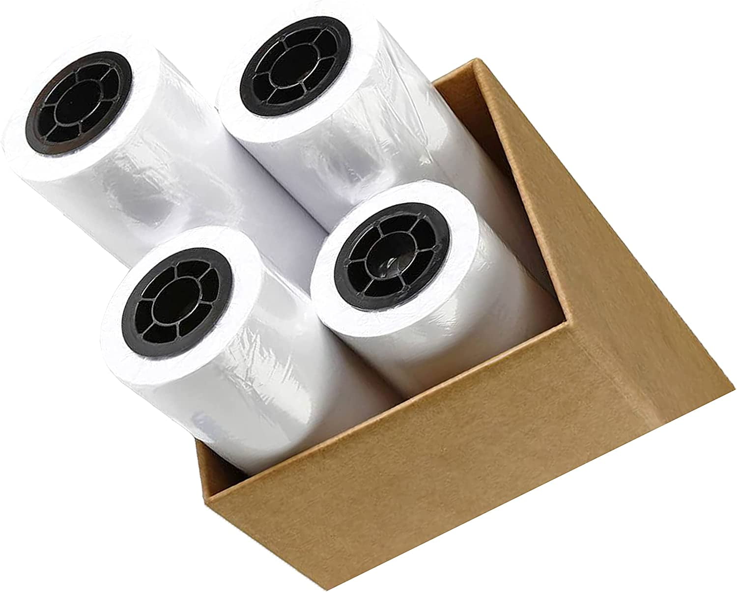 PlotterPaper CAD Paper Rolls 24 x 150 (4 Pack) 20 lb. Uncoated 96 Bright White Paper on a 2 Core, 75 GSM Plotter Paper For Engineers, Architects, Copy Service Shops w/Inkjet Printers