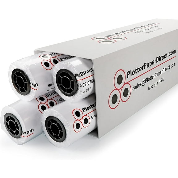 PlotterPaperDirect CAD Paper Rolls, 30 x 150 (4 Pack), 20 lb. Uncoated 96 Bright White Paper on a 2 Core, 75 GSM Plotter Paper For Engineers, Architects, Copy Service Shops w/Inkjet Printers