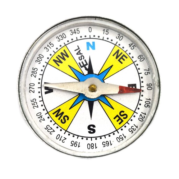 Plotting Compass, Glass Face, Aluminum Casing, 1.5" Diameter, Dial Marked - Eisco Labs