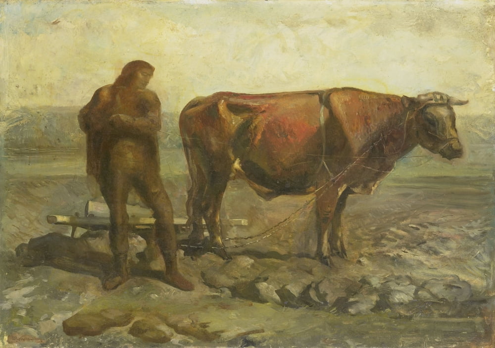 Ploughing Farmer Canvas Art - (36 x 24)