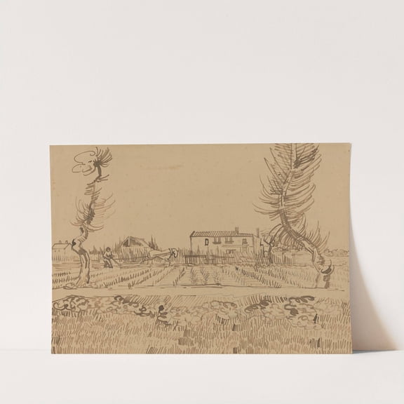 Ploughman in the Fields near Arles - Vincent Van Gogh Artwork - livingroom bedroom office dining room - 10x12 - High Quality Wall Art Poster Print Decor - UNFRAMED