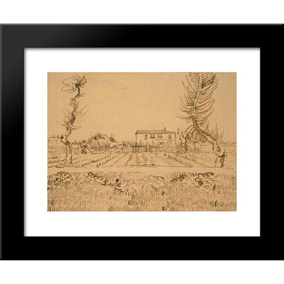 Ploughman in the Fields near Arles 20x24 Framed Art Print by Vincent van Gogh